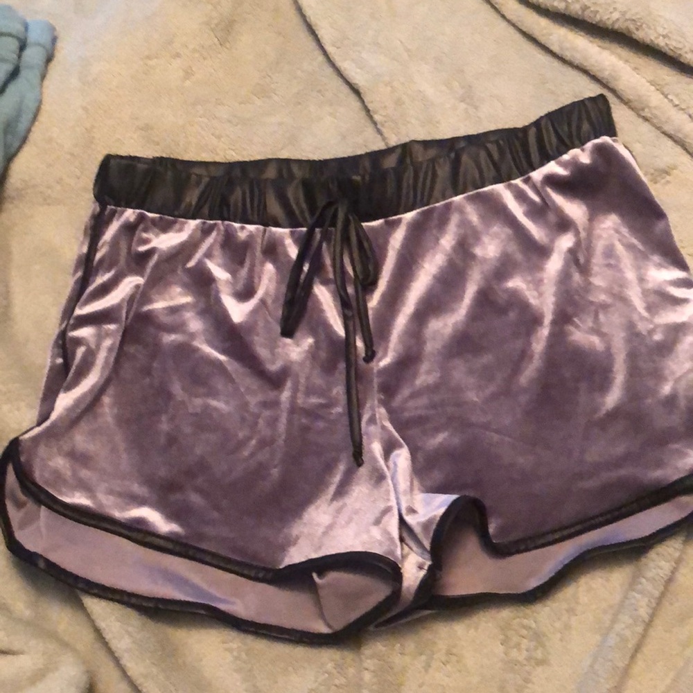 Grey and black polyester shorts